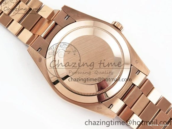 0125 SunProtective Day Date 40 RG JDF 904L Steel Brown Textured Stick Dial on President Bracelet VR3255 V3 (Gain Weight) 1359